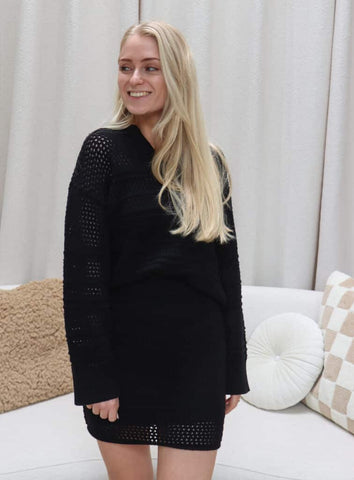 Slffina hw mini knit skirt- Black