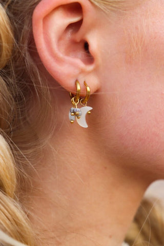 Single mystical moon hoop gold