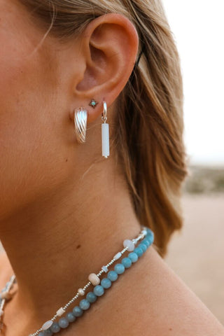 Single Big wave hoop silver