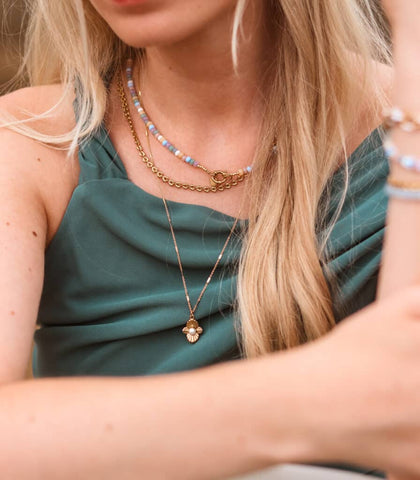 Blue reef necklace gold