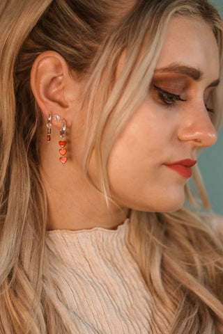 Single terra red hoop silver