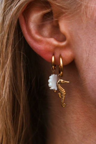 Single Seahorse hoop gold