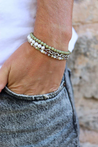 Half pearl bracelet silver