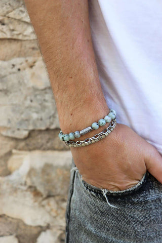 Marble green bracelet silver