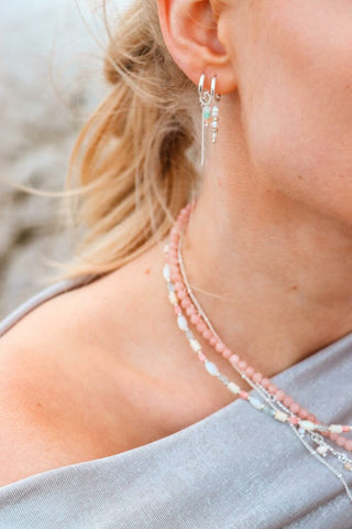 Single Triple pearl hoop silver