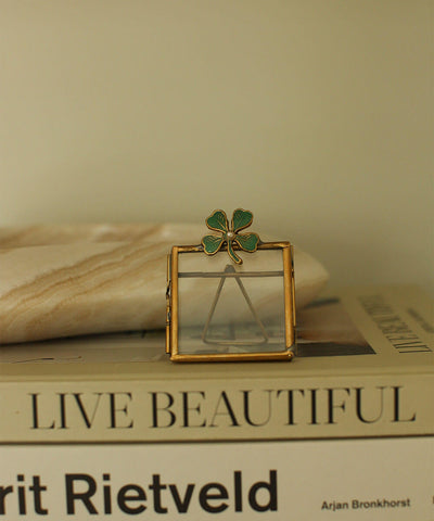Lucky clover mini frame - green gold