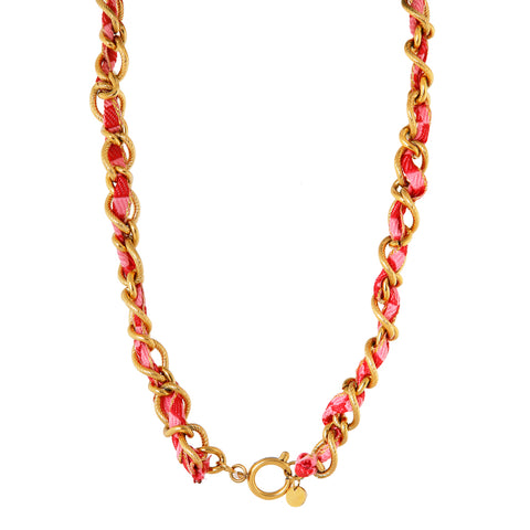 Summer knot pink necklace gold