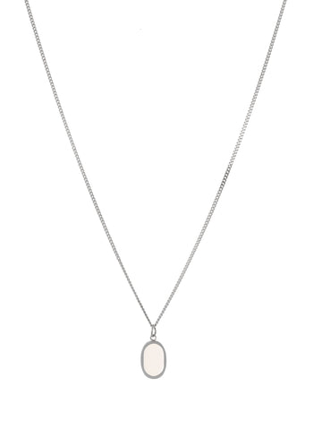 Oval white necklace silver