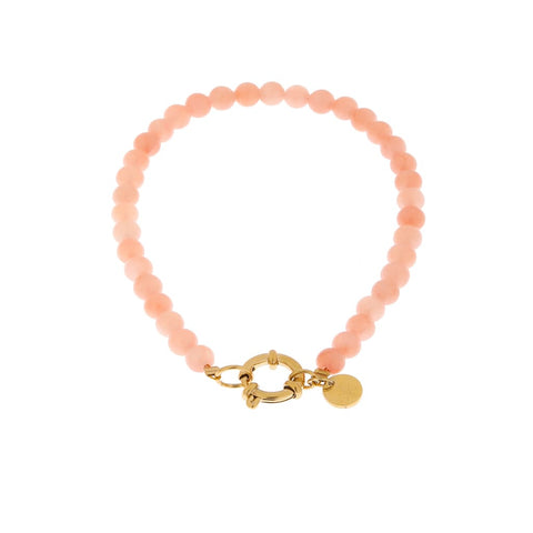 Pastel pink beads bracelet gold