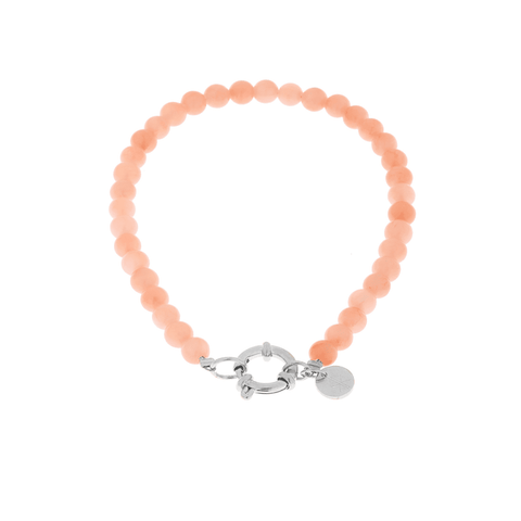 Pastel pink beads bracelet silver