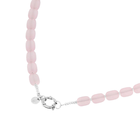 Pink Beads Necklace Silver