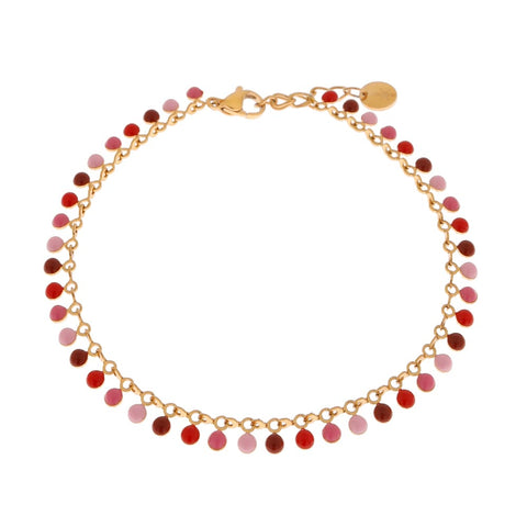 Red dots anklet gold
