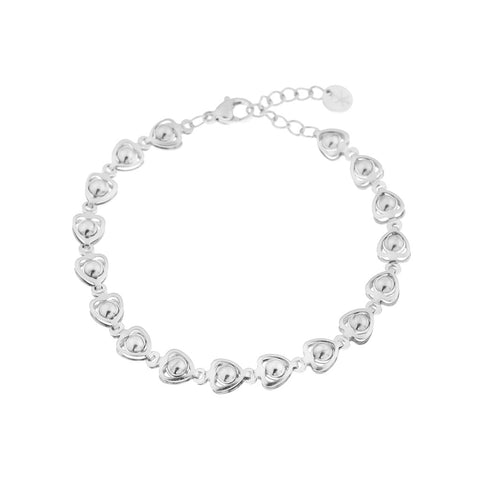 Round Heart Bracelet Silver