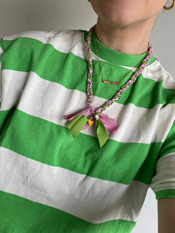 Bandana ketting - The pink & green