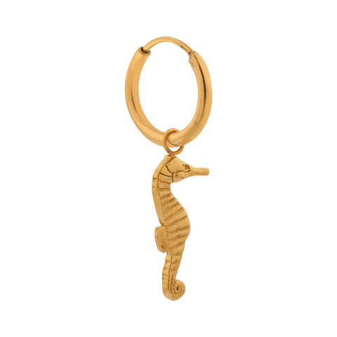 Single Seahorse hoop gold