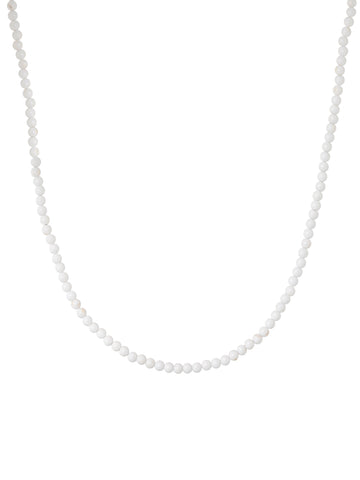 Thin white necklace silver