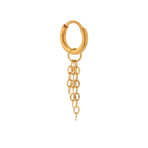 Single triple chain hoop gold