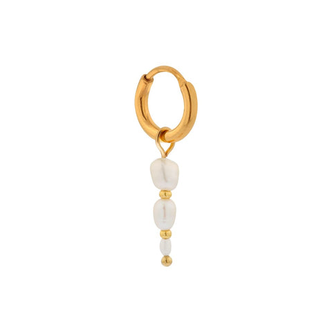 Single Triple pearl hoop gold