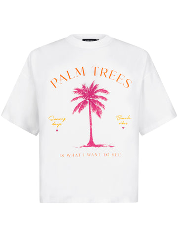 T-shirt Palm Trees- Off-white/Multi