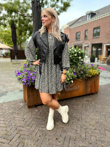 Hibba rikkelie short dress aop - arctic flwr