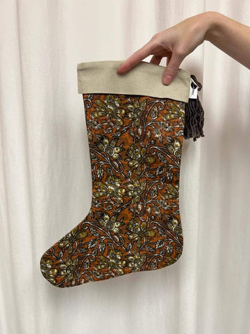 Printed christmas stocking - orange flowers