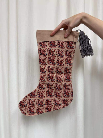 Printed christmas stocking - pink