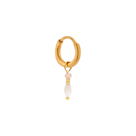 Single White Drop Hoop Gold