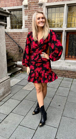 Knitted tight fit dress Sisi - red