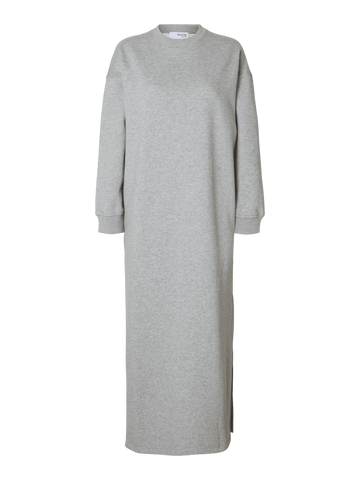 Slfgia ls ankle dress - light grey melange
