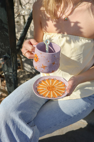 Serving Plate Lilac Sun with Stars