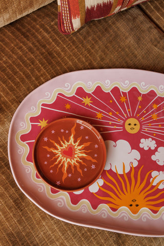 Small plate heart with fire