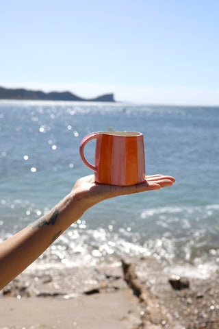 Mug Pink Orange Striped