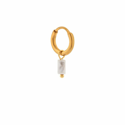 Single small marble tube hoop gold