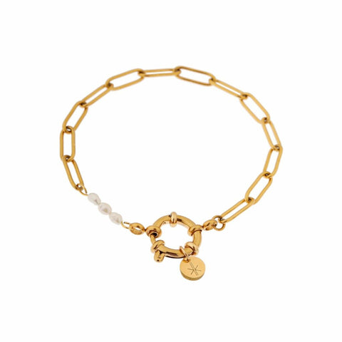 Hold on pearl bracelet gold