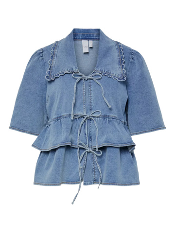YASSCALA SS DENIM TOP – light blue denim