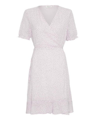 Samera rikkelie wrap dress - light lilac dot
