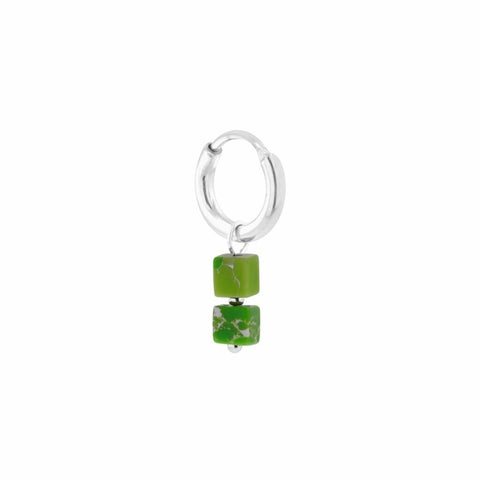 Single cube green silver