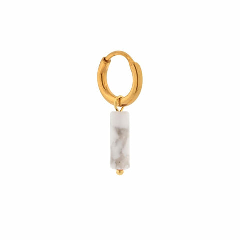 Single large marble tube hoop gold