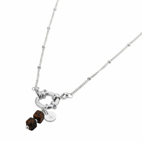 Burgundy cube necklace silver
