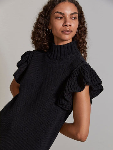 Yasmeggy ss long knit vest - black