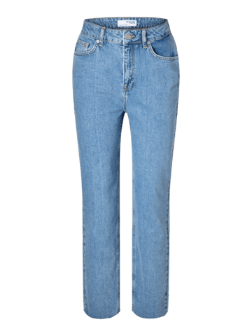 Slfellin hw straight jeans - light blue denim