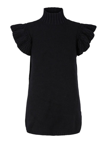 Yasmeggy ss long knit vest - black