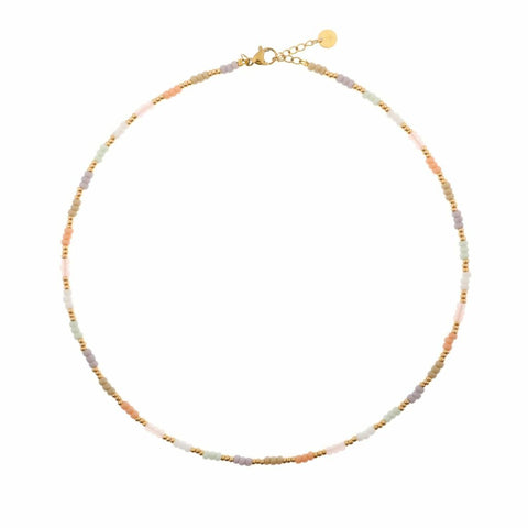Pastel rainbow choker gold