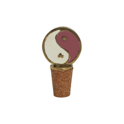 Bottle stopper yingyang white pink