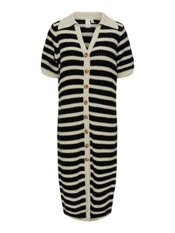 YASCROC SS MIDI KNIT DRESS NOOS - birch/black
