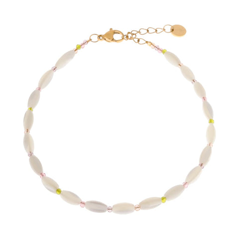 Colorful shell anklet gold