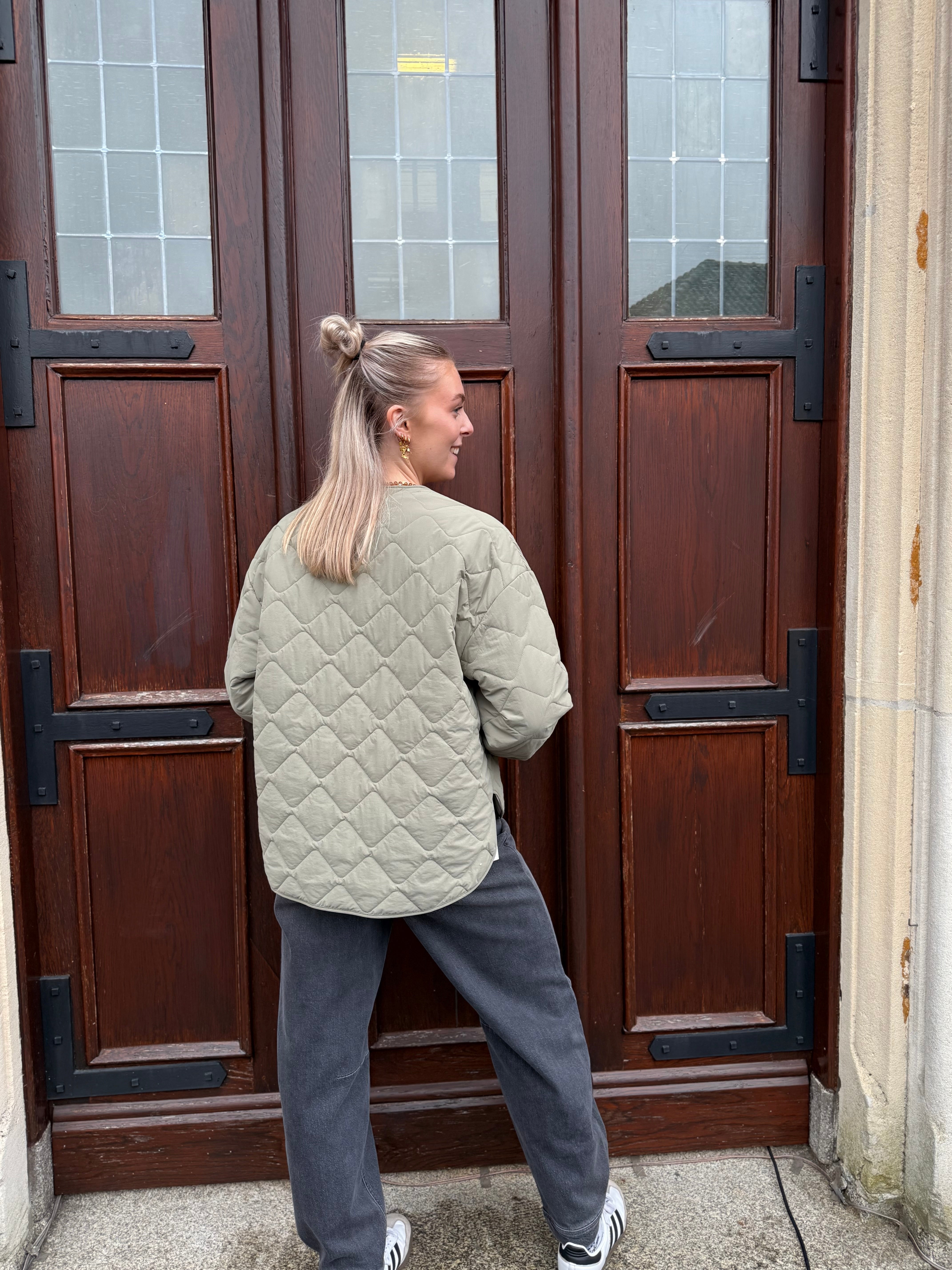 Slfrayna quilted jacket - deep lichen green