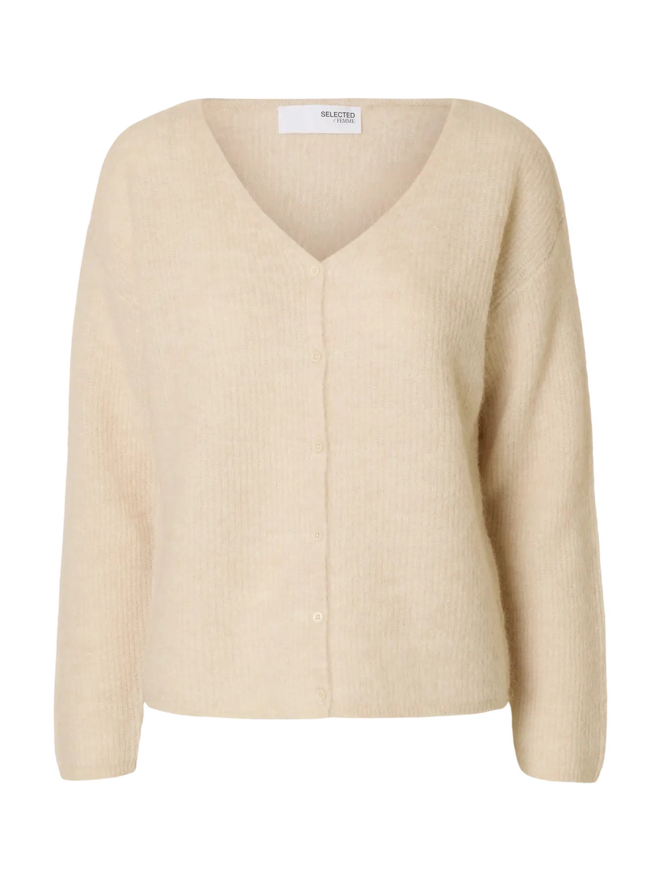 Slfsia ras ls knit v-neck cardigan - birch
