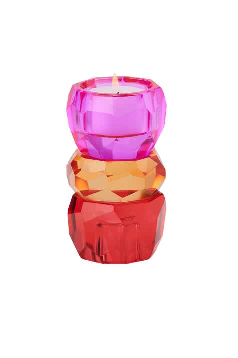 Palisades kristalglas thealight 10,5H - pink orange red