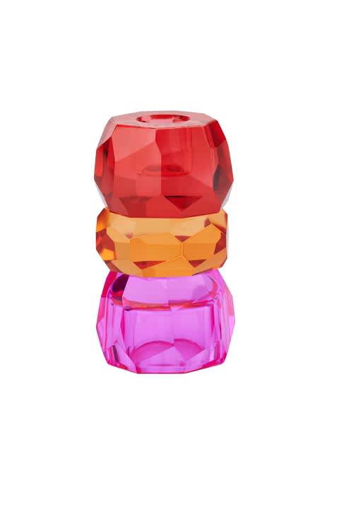 Palisades kristalglas thealight 10,5H - pink orange red